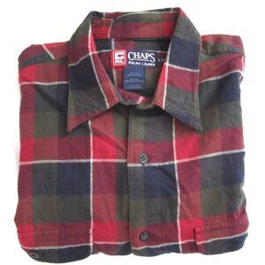 Vtg Chaps Ralph Lauren Cotton Plaid Long Sleeve Shirt Sz L (MT827)